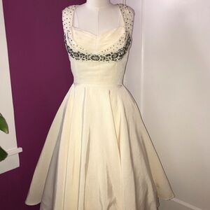 Never worn Candice Gwinn cream dress and bolero set with matching petticoat